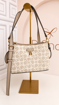 SHOULDER BAG GUESS MONOGRAM BEIGE